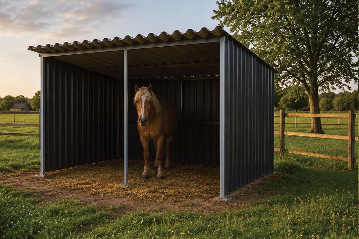 Stalen schuilstal op maat voor paarden en vee