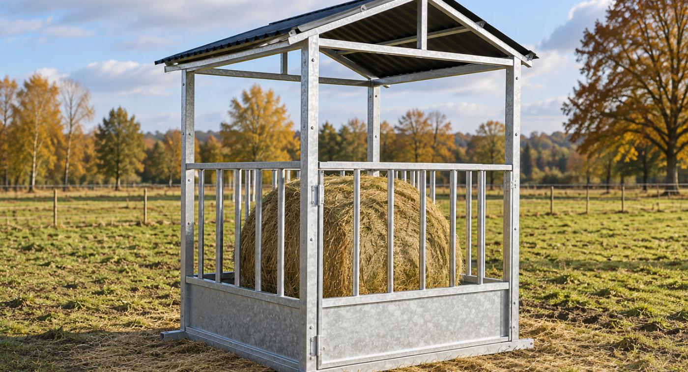 Hooiruif voor paarden met dak - Afbeelding 2
